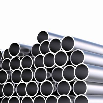 3d rendering heap of shiny metal pipes isolated on white